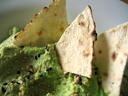 edamame hummus on flatbread