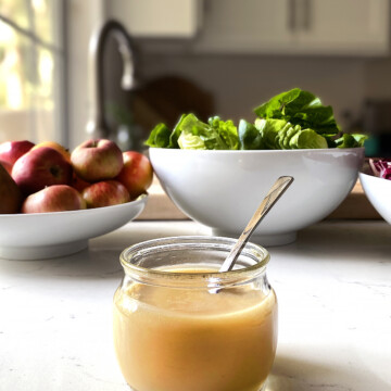 apple cider viniagrette in glass jar