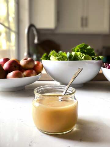 apple cider viniagrette in glass jar