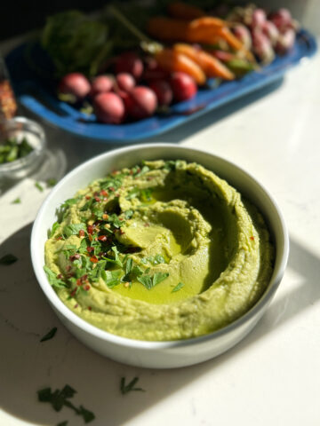 Avocado Hummus in serving bowl