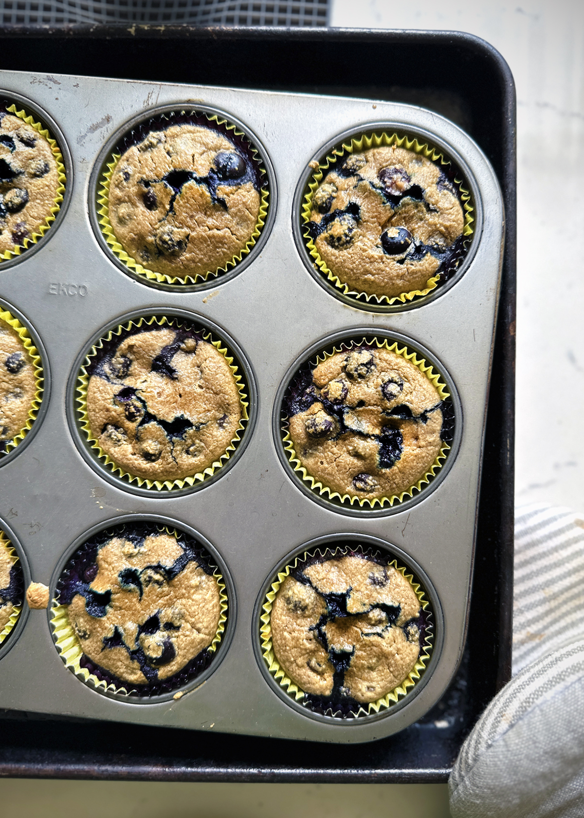 blueberry muffin baked oatmeal cups in muffin pan