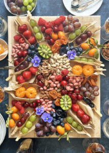 candied fruit charcuterie board with tanghulu