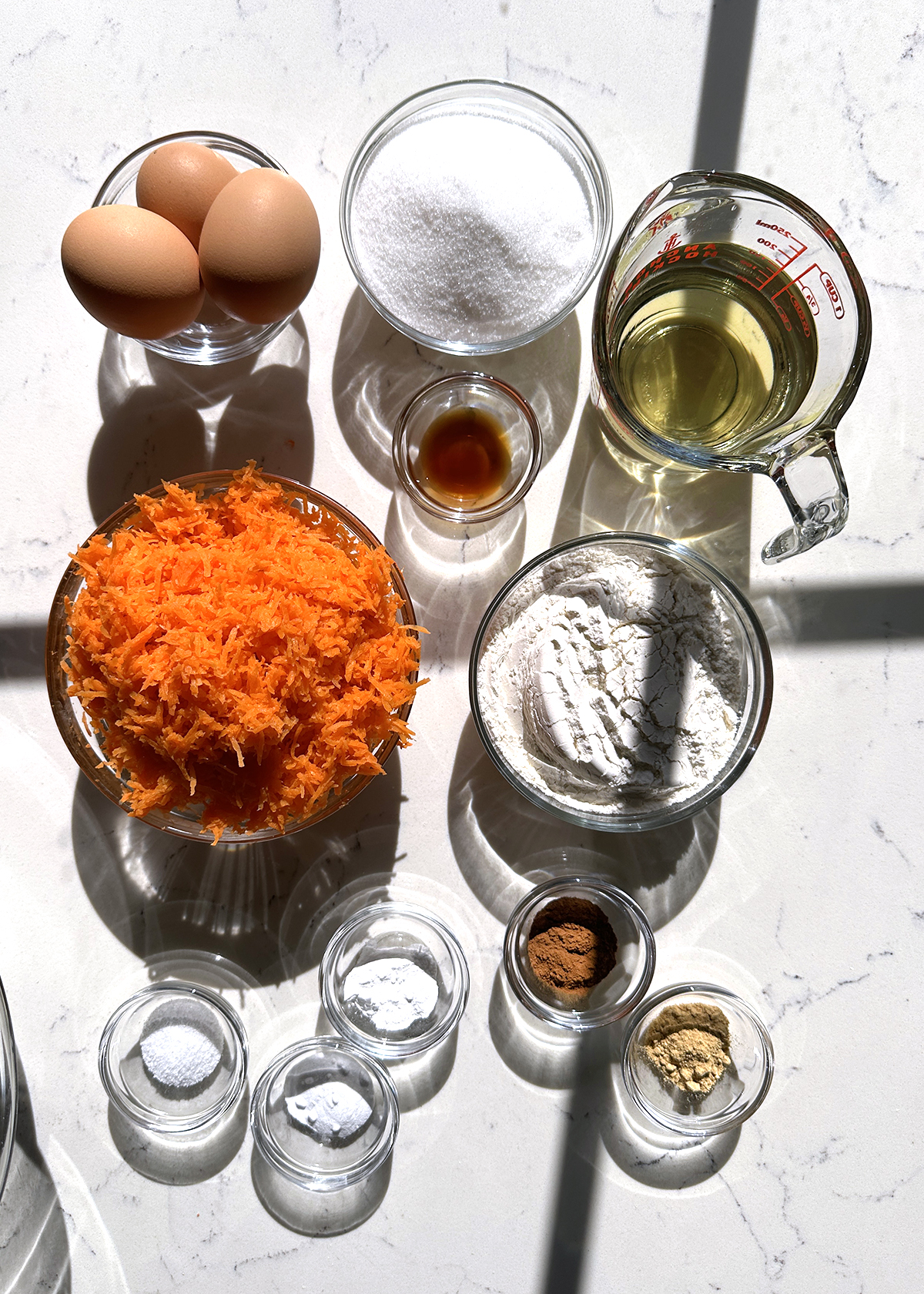 carrot cake ingredients mise en place