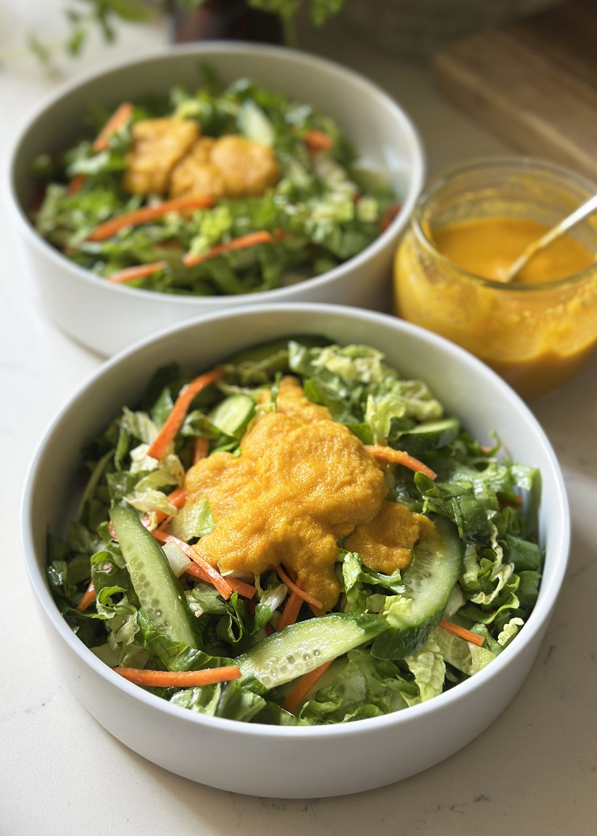 carrot ginger dressing on salad