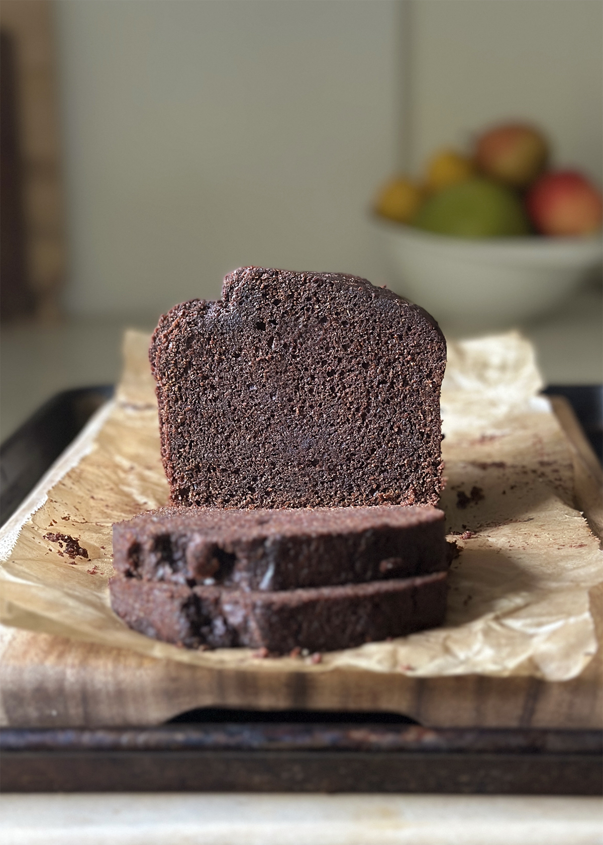 chocolate cake, loaf style