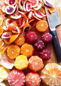 varieties of citrus, peeled