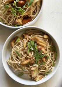 Asian Garlic Noodles with roasted mushrooms