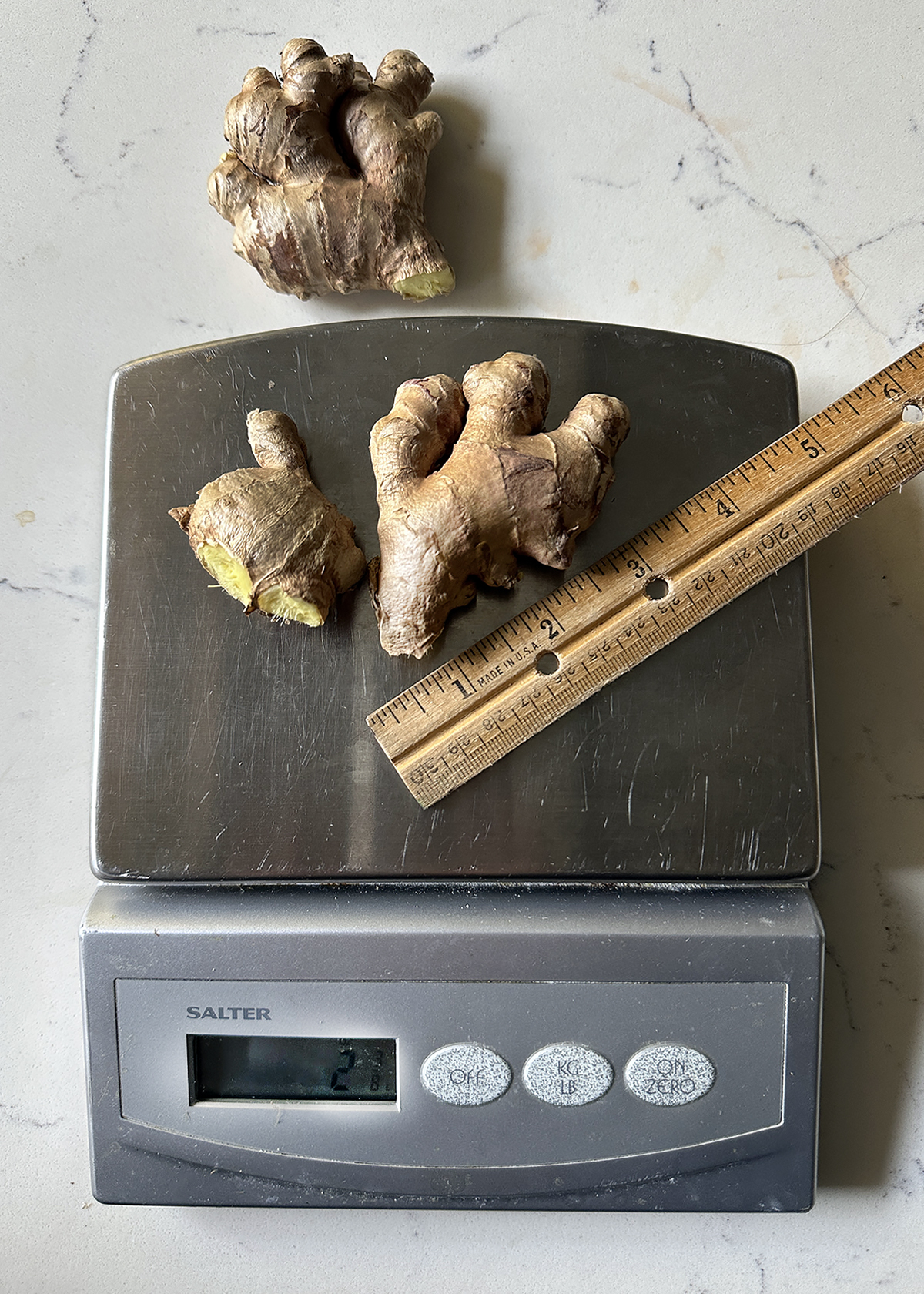 fresh ginger 2 ounces, 3 inches