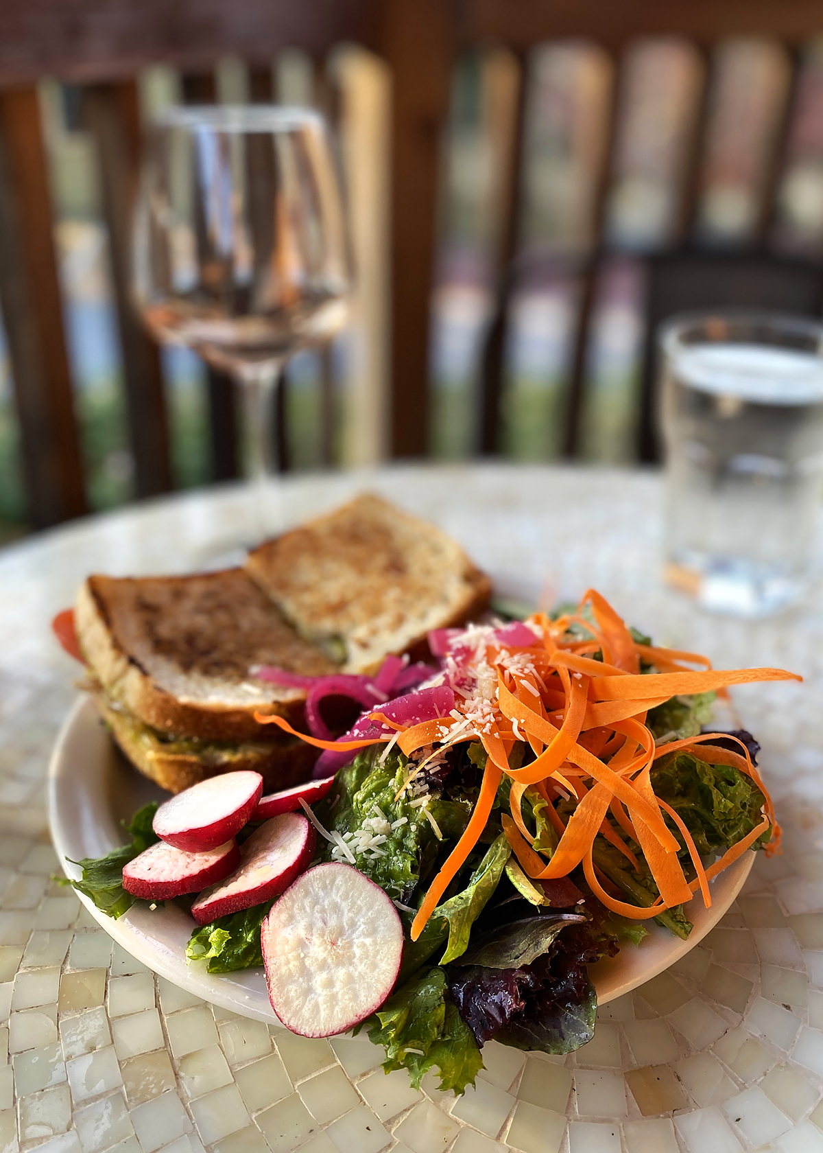 grilled cheese and salad at Lauren's at Buckhorn, Anderson Valley