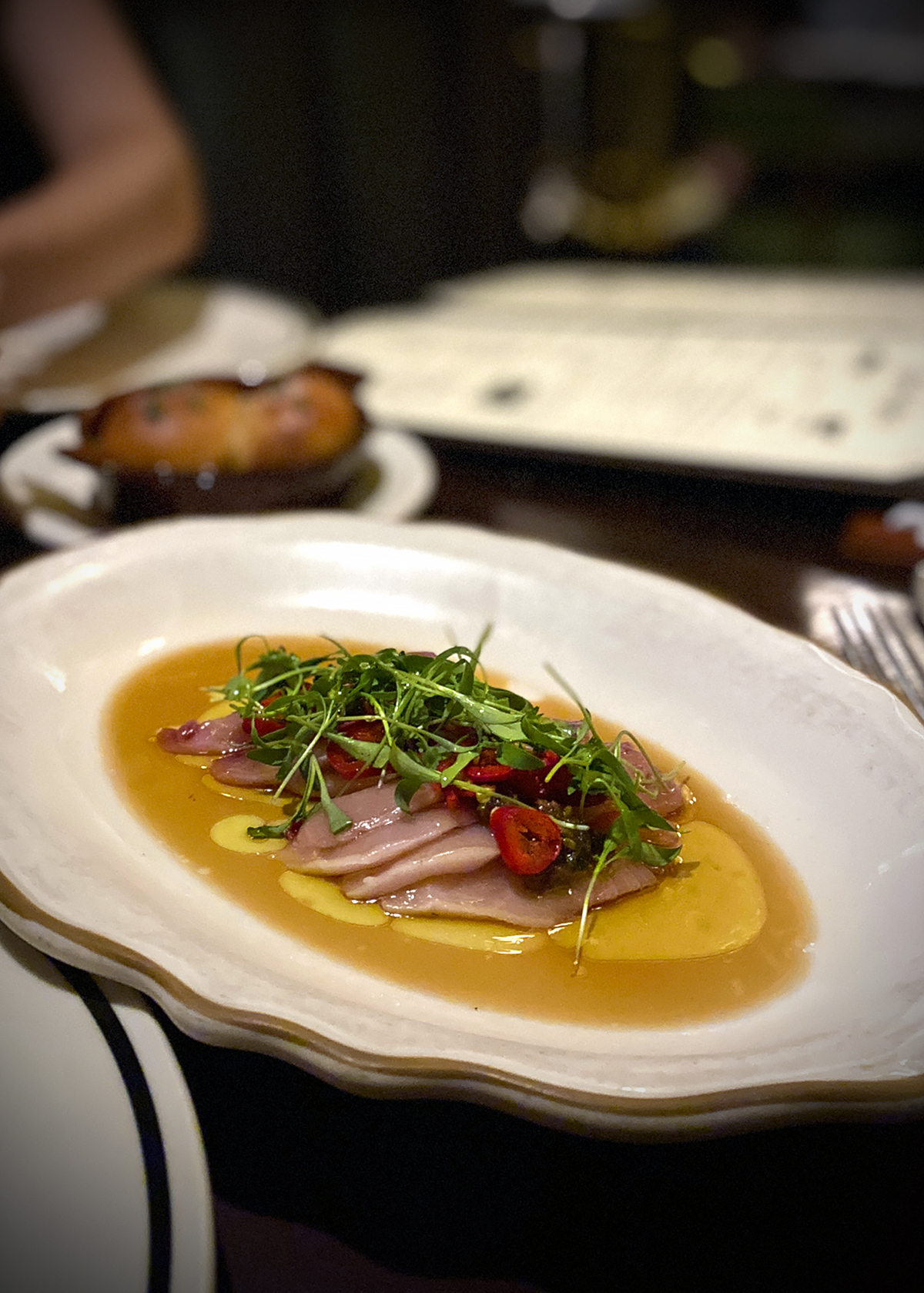 hamachi crudo at Coast Range Restaurant, Solvang