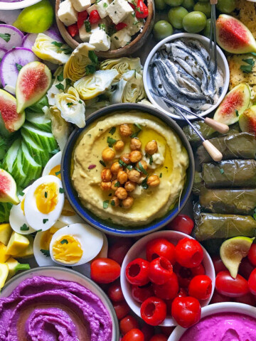 hummus on mezze platter