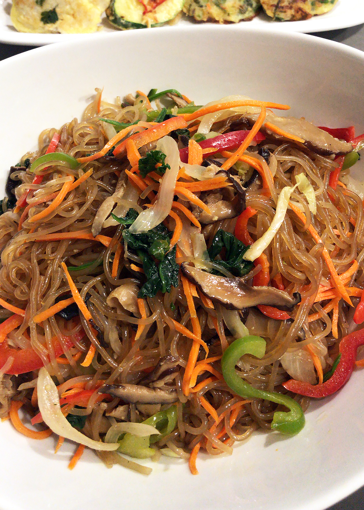 jap chae at family korean bbq dinner