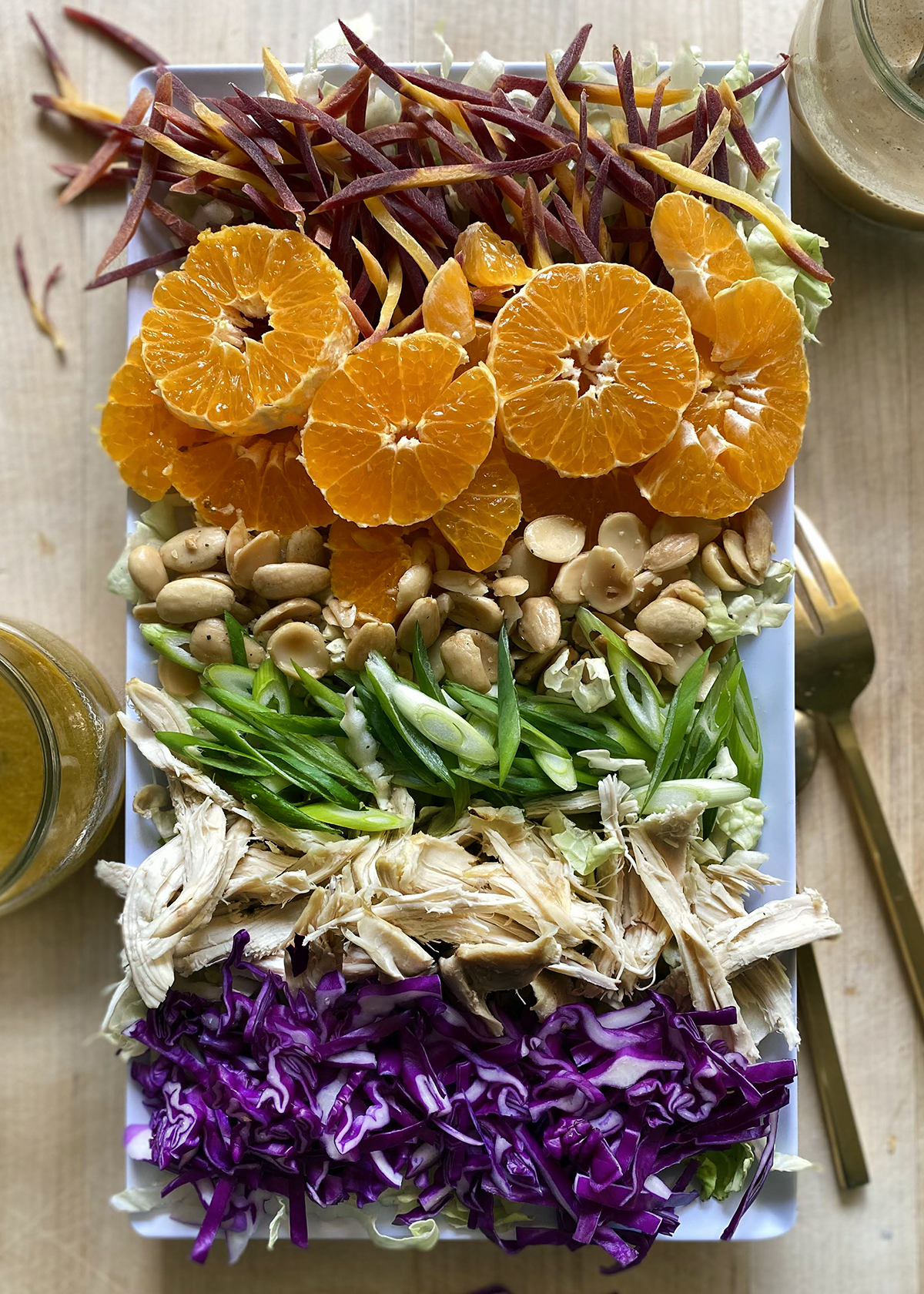 mandarin orange chicken salad on platter