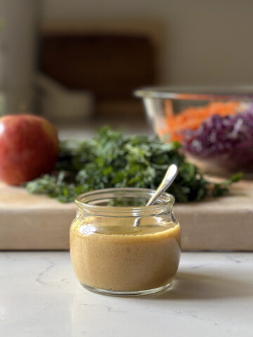 miso mustard dressing in jar