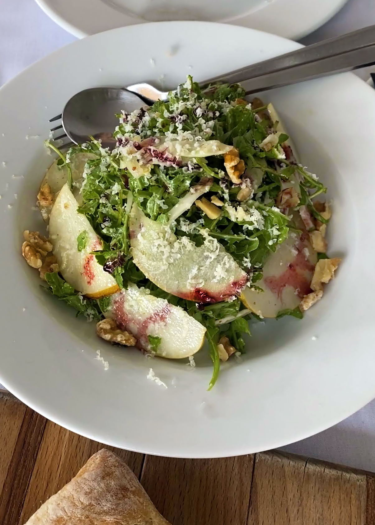 pear arugula salad at Nella Kitchen, Los Olivos