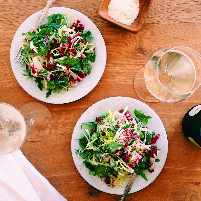 Anchovy Vinaigrette on Tricolore Salad