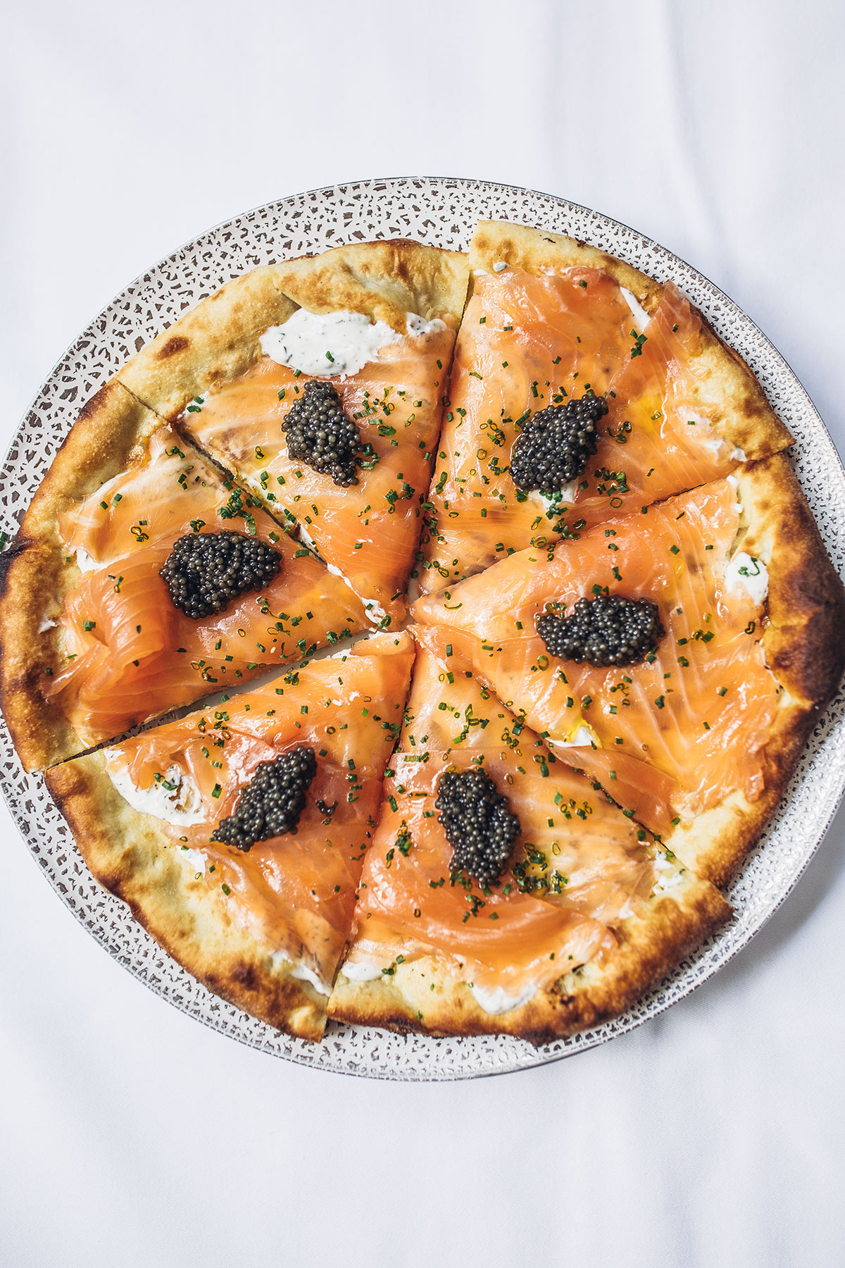 spago smoked salmon pizza with caviar