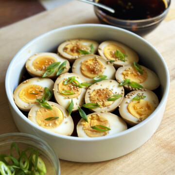 soy sauce eggs in bowl