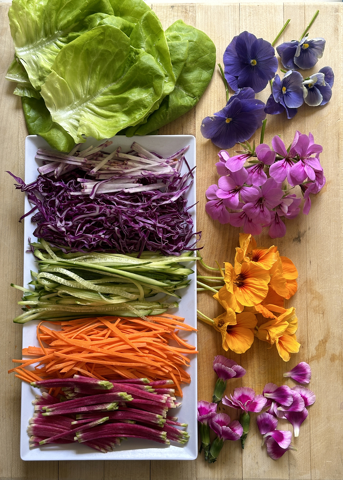 spring roll filling with flowers