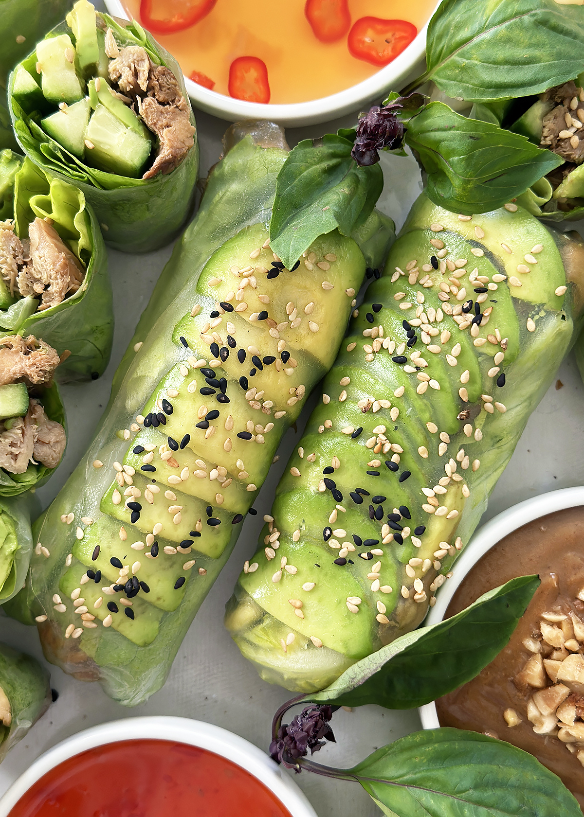summer rolls with avocado