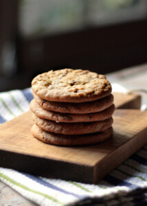 toffee heath bar cookies, stacked