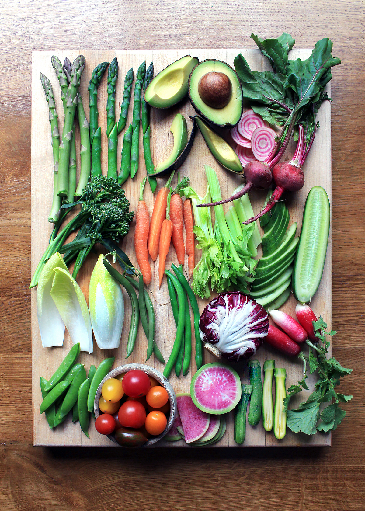 vegetables cut and prepped for crudites