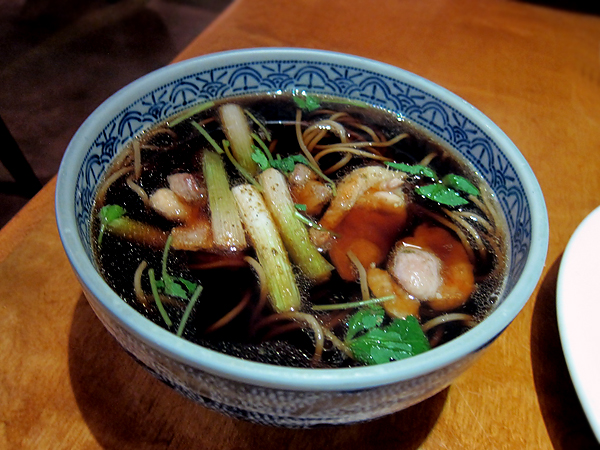 yabu soba, hot soba with duck